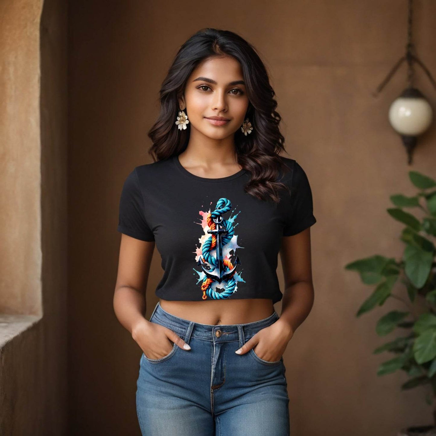 Anchor And Rope Iron - Unisex Round Neck Regular Fit 100% Combed Cotton Half Sleeve T-Shirt - Mojilo Mart