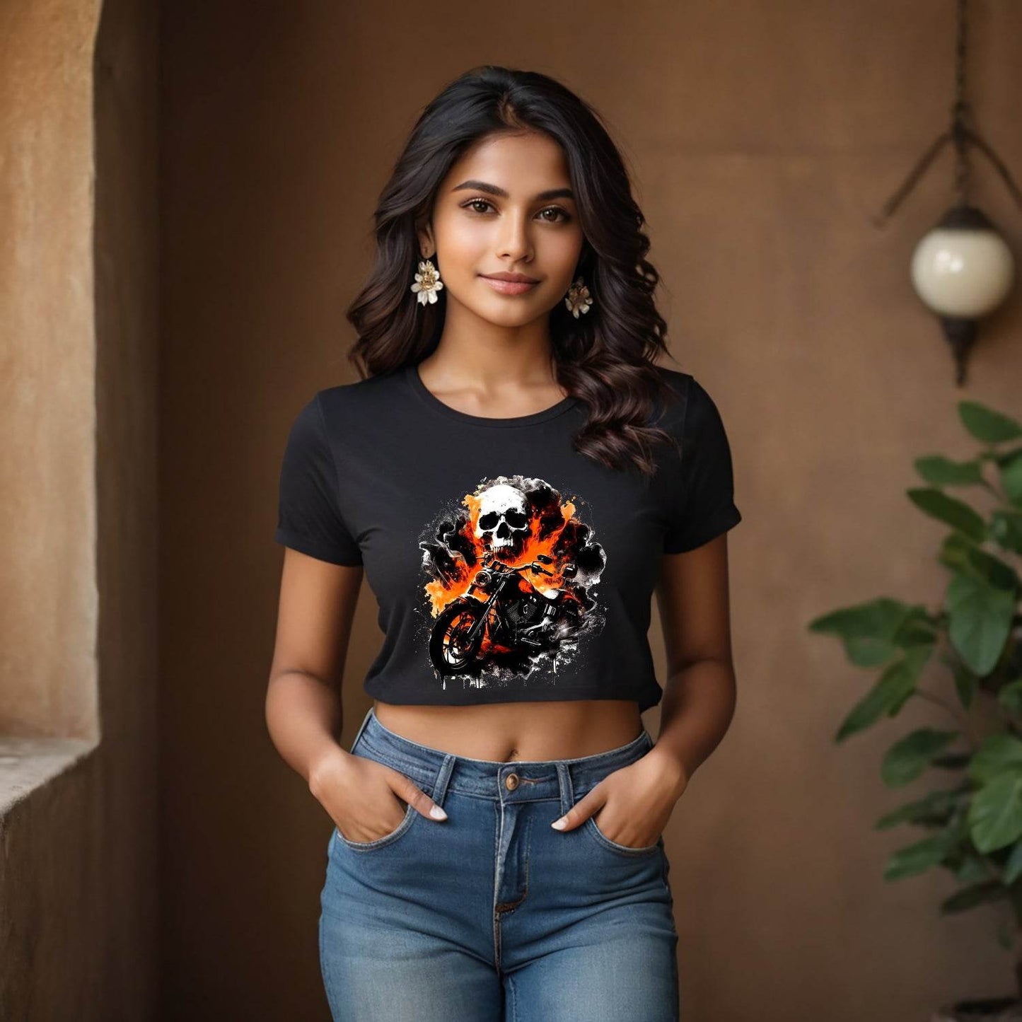 Handsome Skull Motorcycles Diamond Art Painting Kits for Adult - Unisex Round Neck Regular Fit 100% Combed Cotton Half Sleeve T-Shirt - Mojilo Mart