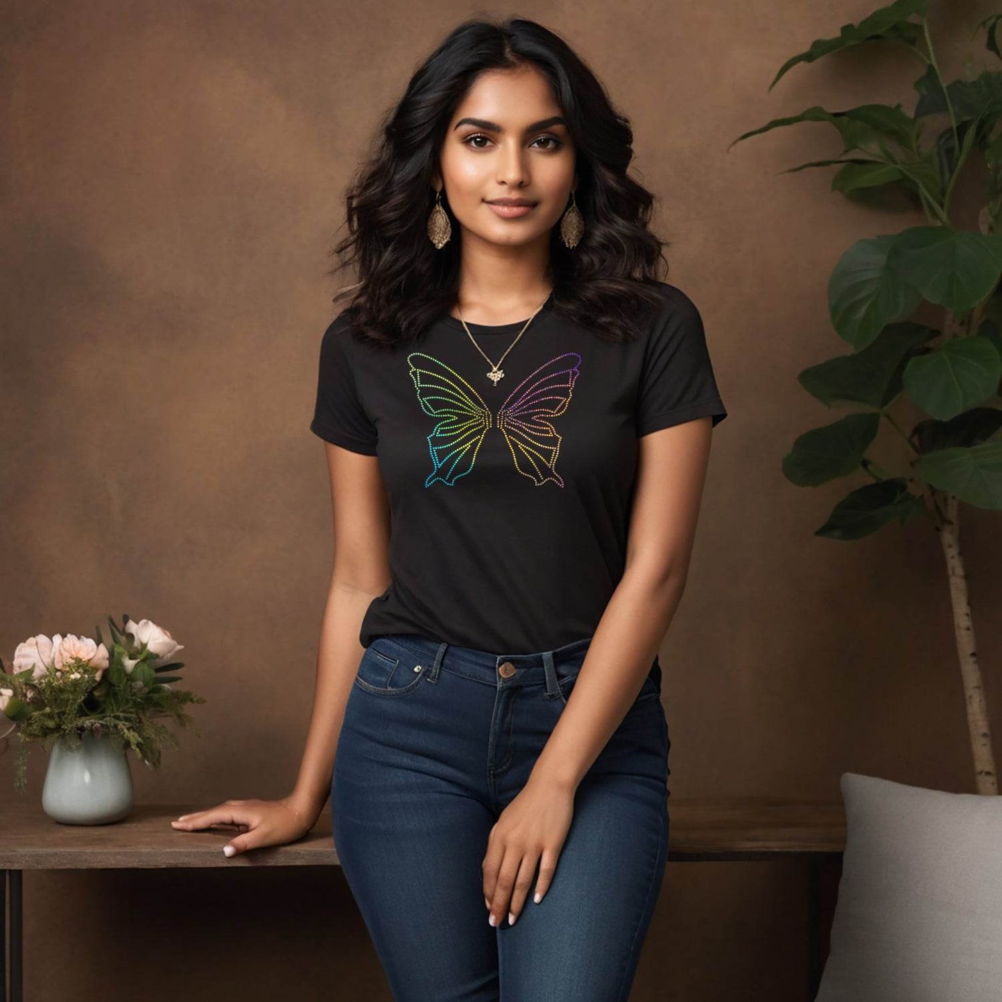 MULTI BUTTERFLY - Unisex Round Neck Regular Fit 100% Combed Cotton Half Sleeve T-Shirt - Mojilo Mart