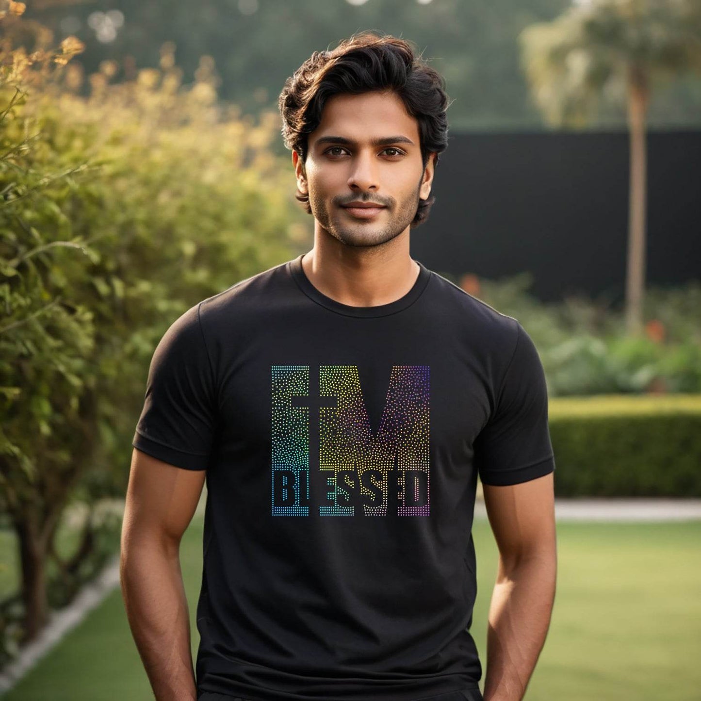 RAINBOW SPANGLE IM BLESSED - Unisex Round Neck Regular Fit 100% Combed Cotton Half Sleeve T-Shirt - Mojilo Mart