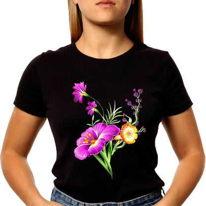 Colorful Wildflower - Unisex Round Neck Regular Fit 100% Combed Cotton Half Sleeve T-Shirt - Mojilo Mart