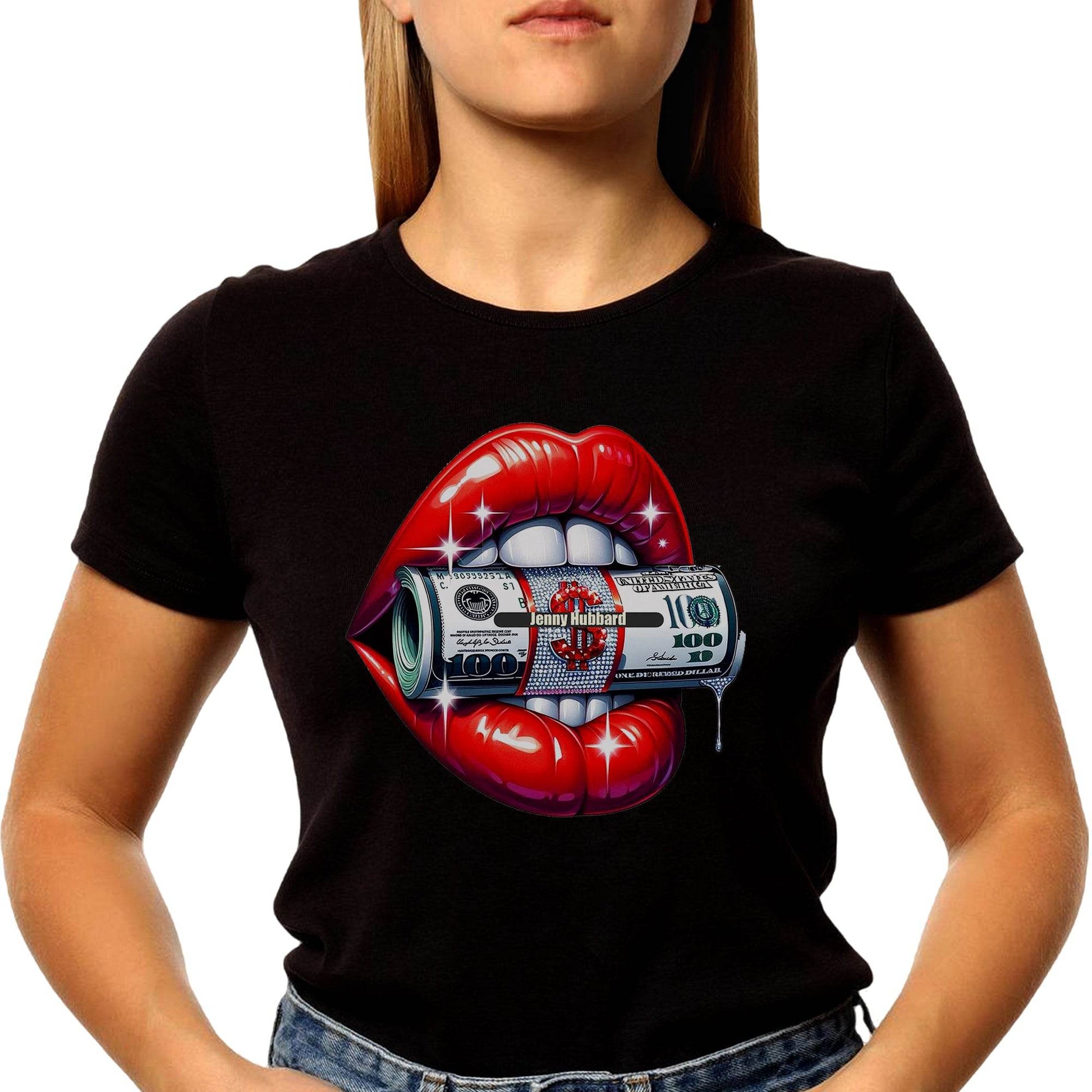 100 Dollar Bill Lips - Unisex Round Neck Regular Fit 100% Combed Cotton Half Sleeve T-Shirt - Mojilo Mart