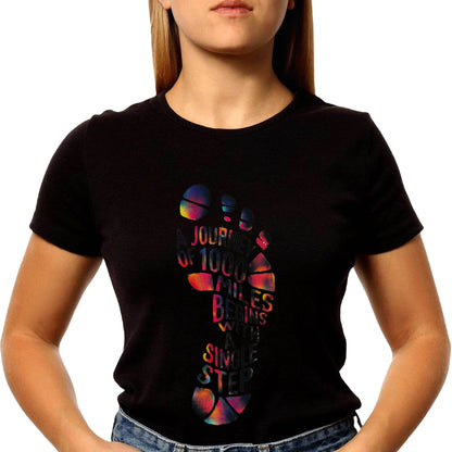 A JOURNEY OF 1000 MILES BEGINS WITH SIMPLE STEP - Unisex Round Neck Regular Fit 100% Combed Cotton Half Sleeve T-Shirt - Mojilo Mart