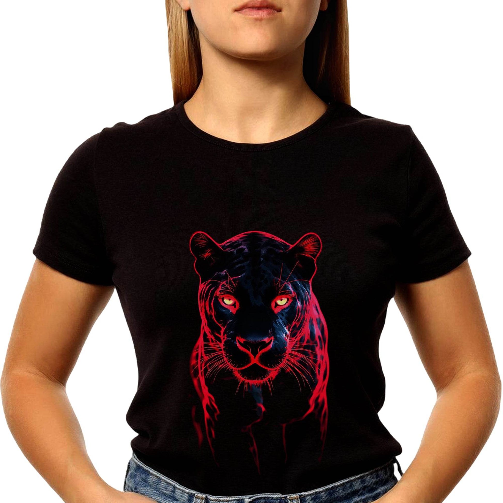 A black tiger with red eyes - Unisex Round Neck Regular Fit 100% Combed Cotton Half Sleeve T-Shirt - Mojilo Mart
