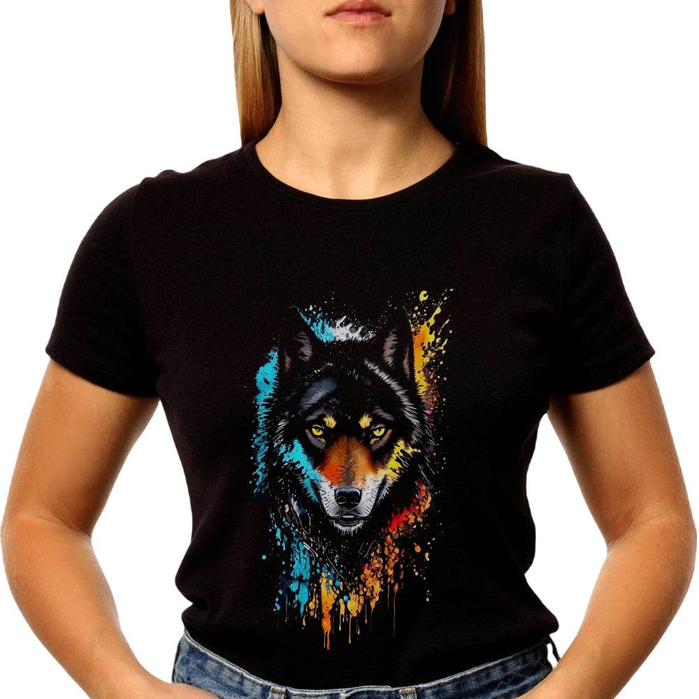 A Close up of a wolf with bright eyes and blood dripping down - Unisex Round Neck Regular Fit 100% Combed Cotton Half Sleeve T-Shirt - Mojilo Mart