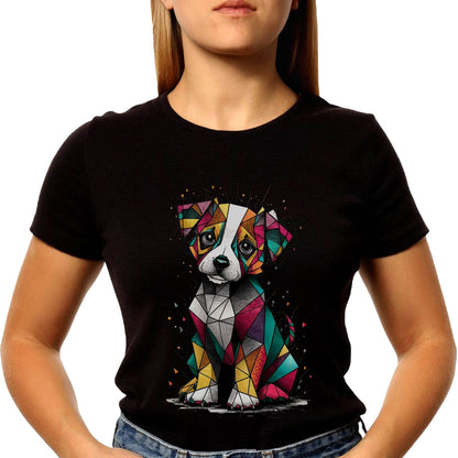 A dog with a colorful pattern on its face - Unisex Round Neck Regular Fit 100% Combed Cotton Half Sleeve T-Shirt - Mojilo Mart