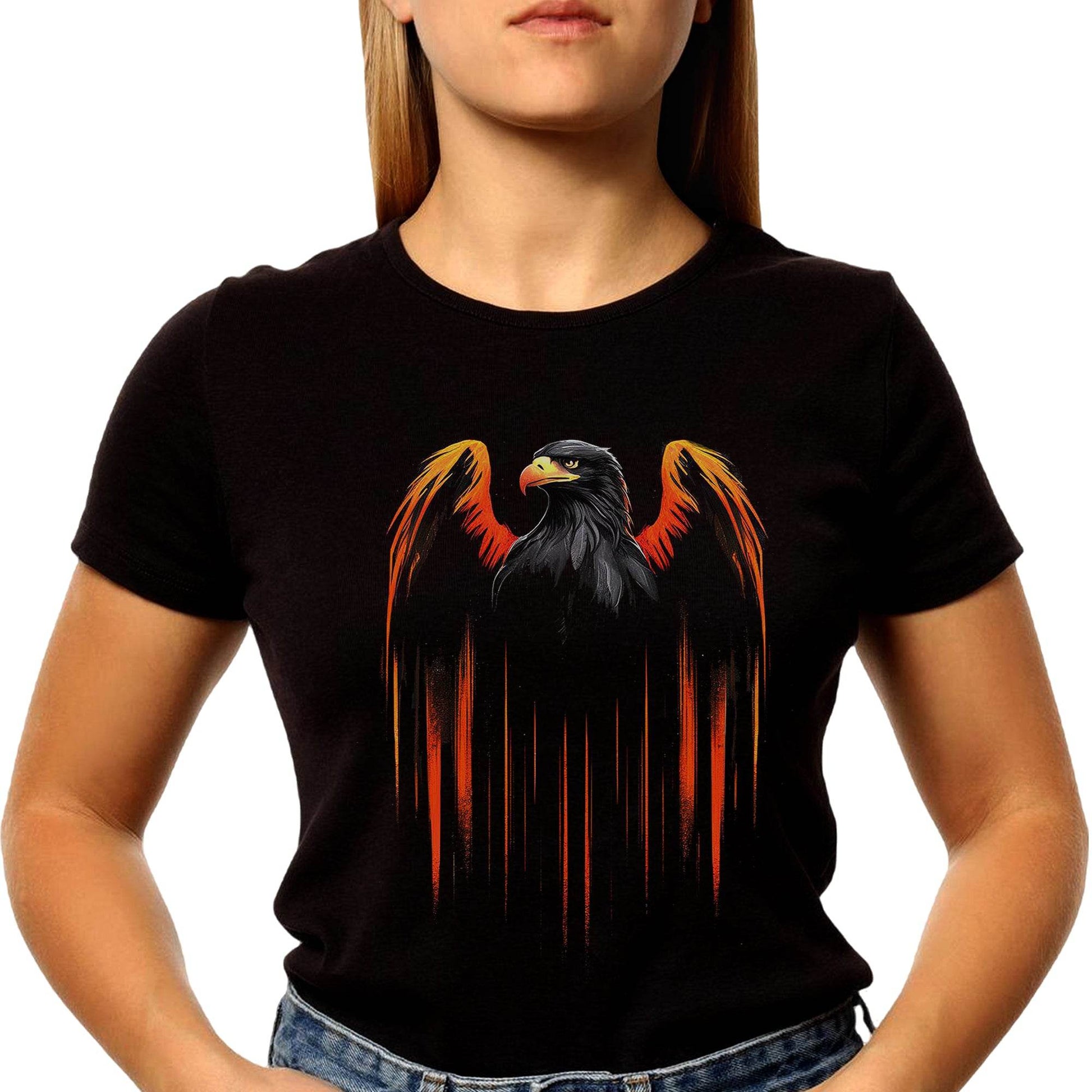 A Eagle bird with orange and black feathers - Unisex Round Neck Regular Fit 100% Combed Cotton Half Sleeve T-Shirt - Mojilo Mart