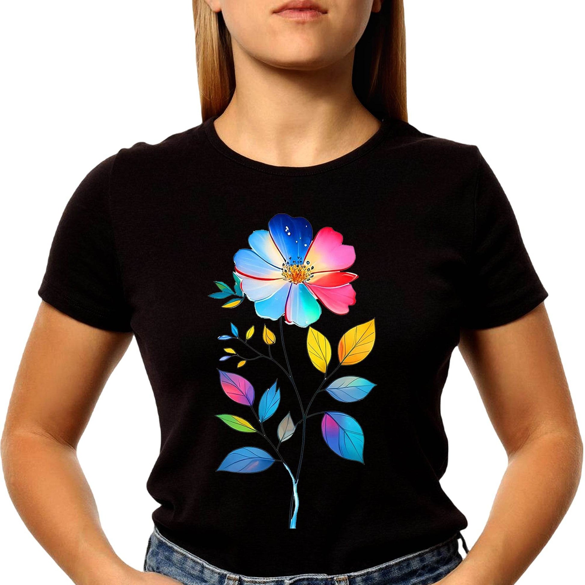 Abstract Flora Fusion - Unisex Round Neck Regular Fit 100% Combed Cotton Half Sleeve T-Shirt - Mojilo Mart
