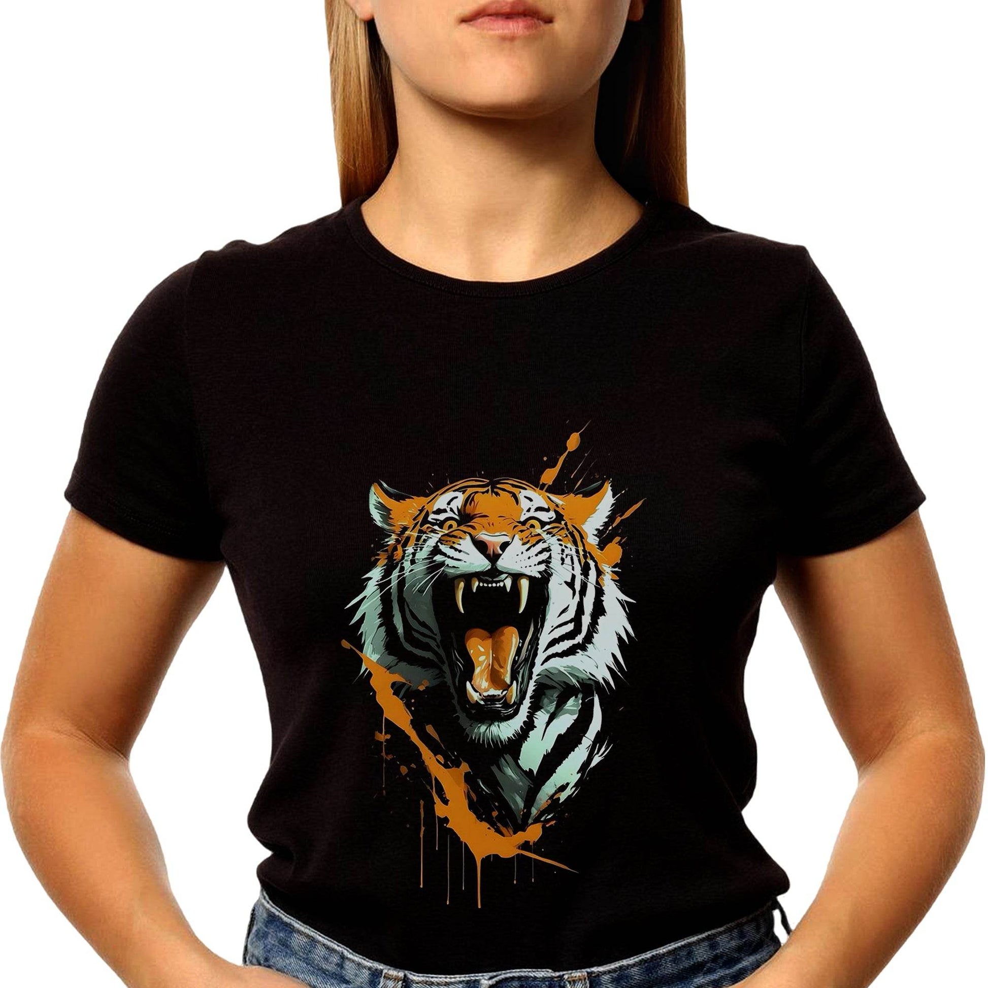 Abstract Tiger Art - Unisex Round Neck Regular Fit 100% Combed Cotton Half Sleeve T-Shirt - Mojilo Mart