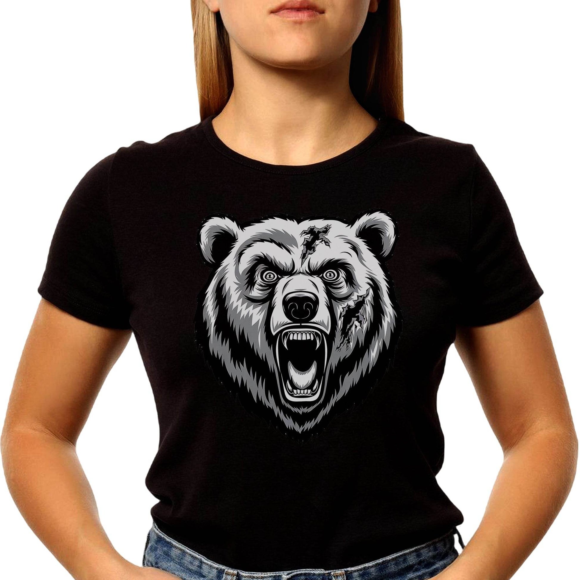 Angry Bear Attack - Unisex Round Neck Regular Fit 100% Combed Cotton Half Sleeve T-Shirt - Mojilo Mart
