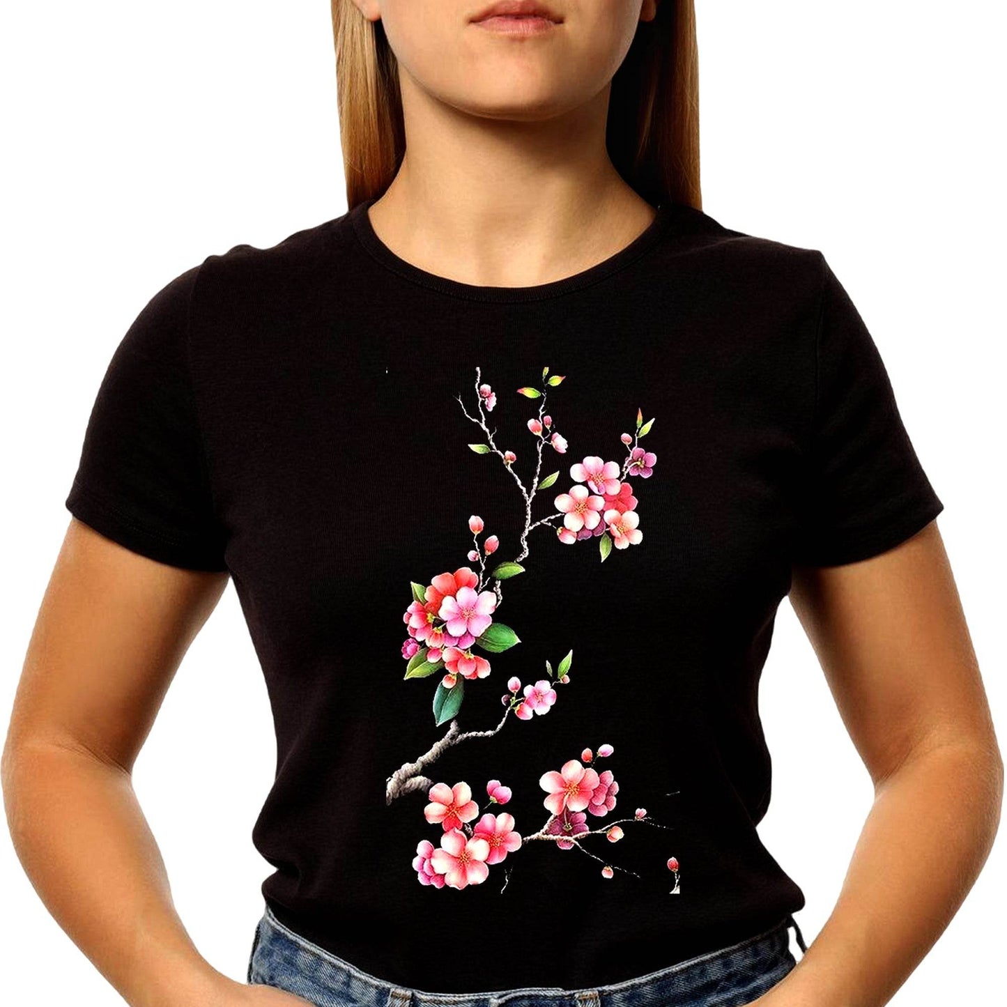 Apanese Cherry Blossom - Unisex Round Neck Regular Fit 100% Combed Cotton Half Sleeve T-Shirt - Mojilo Mart