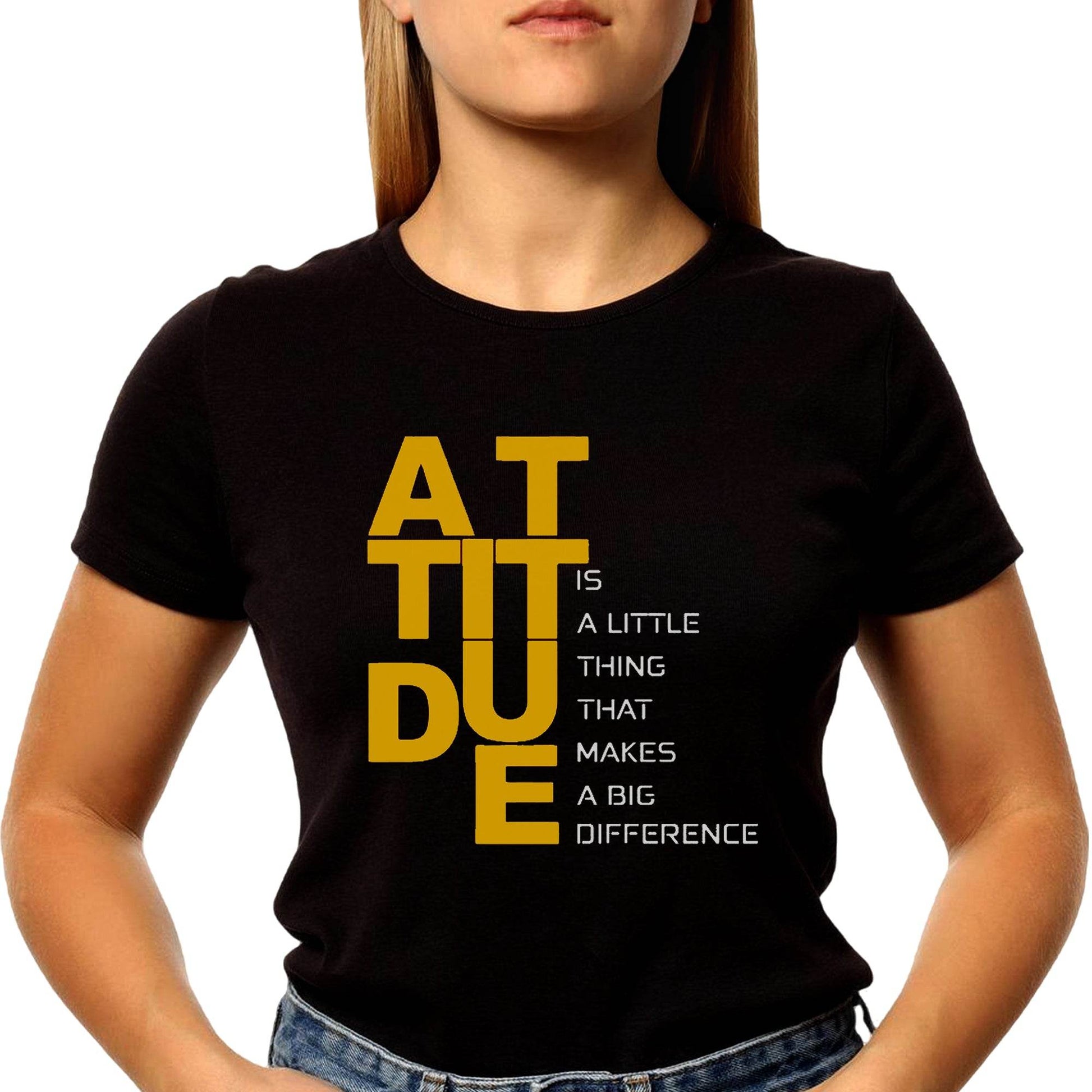 Attitude is a little thing THat Makes A Big Diffrence - Unisex Round Neck Regular Fit 100% Combed Cotton Half Sleeve T-Shirt - Mojilo Mart