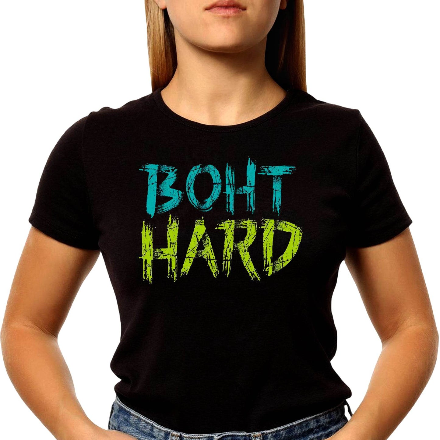 BOHT HARD - Unisex Round Neck Regular Fit 100% Combed Cotton Half Sleeve T-Shirt - Mojilo Mart