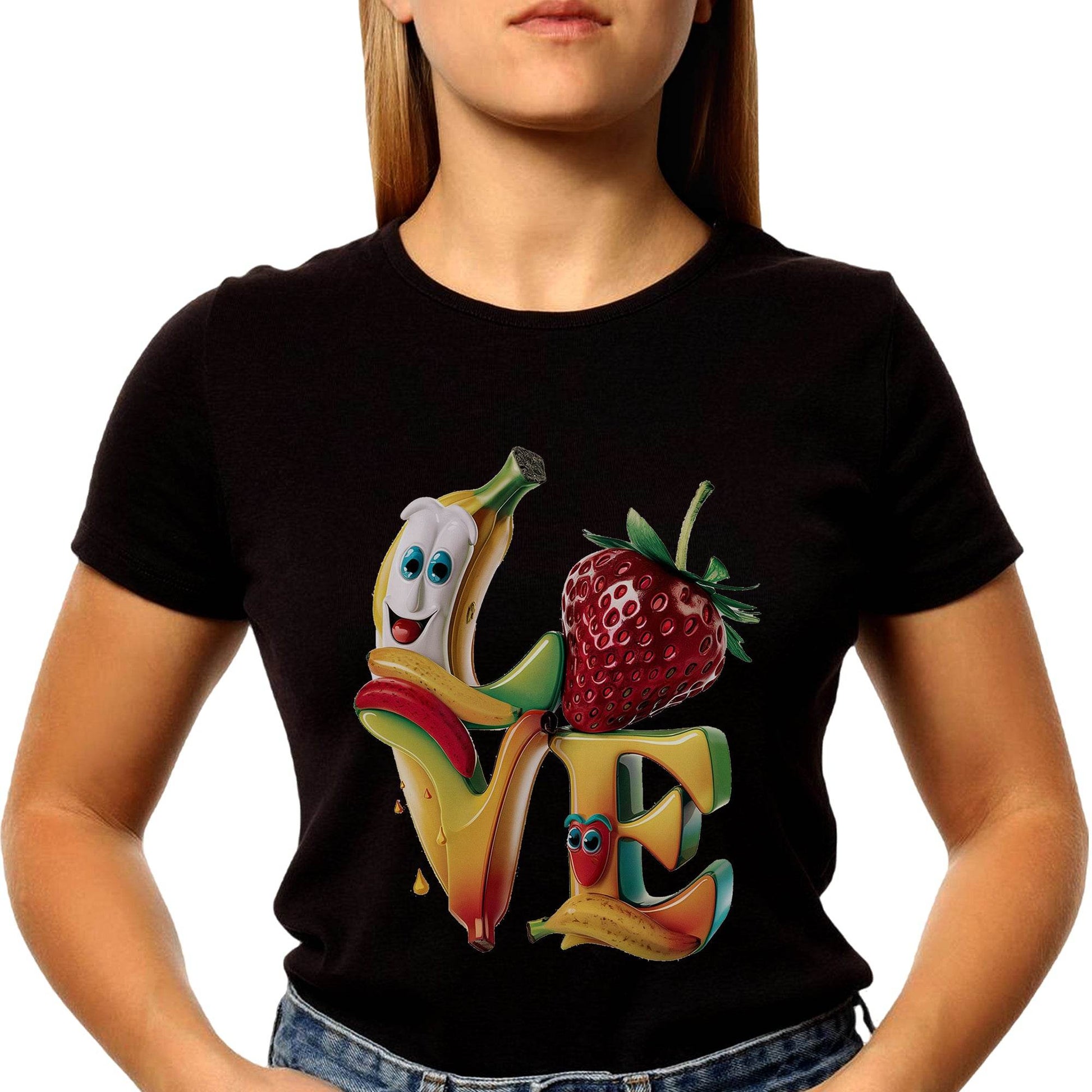 Banana Cherry Love - Unisex Round Neck Regular Fit 100% Combed Cotton Half Sleeve T-Shirt - Mojilo Mart