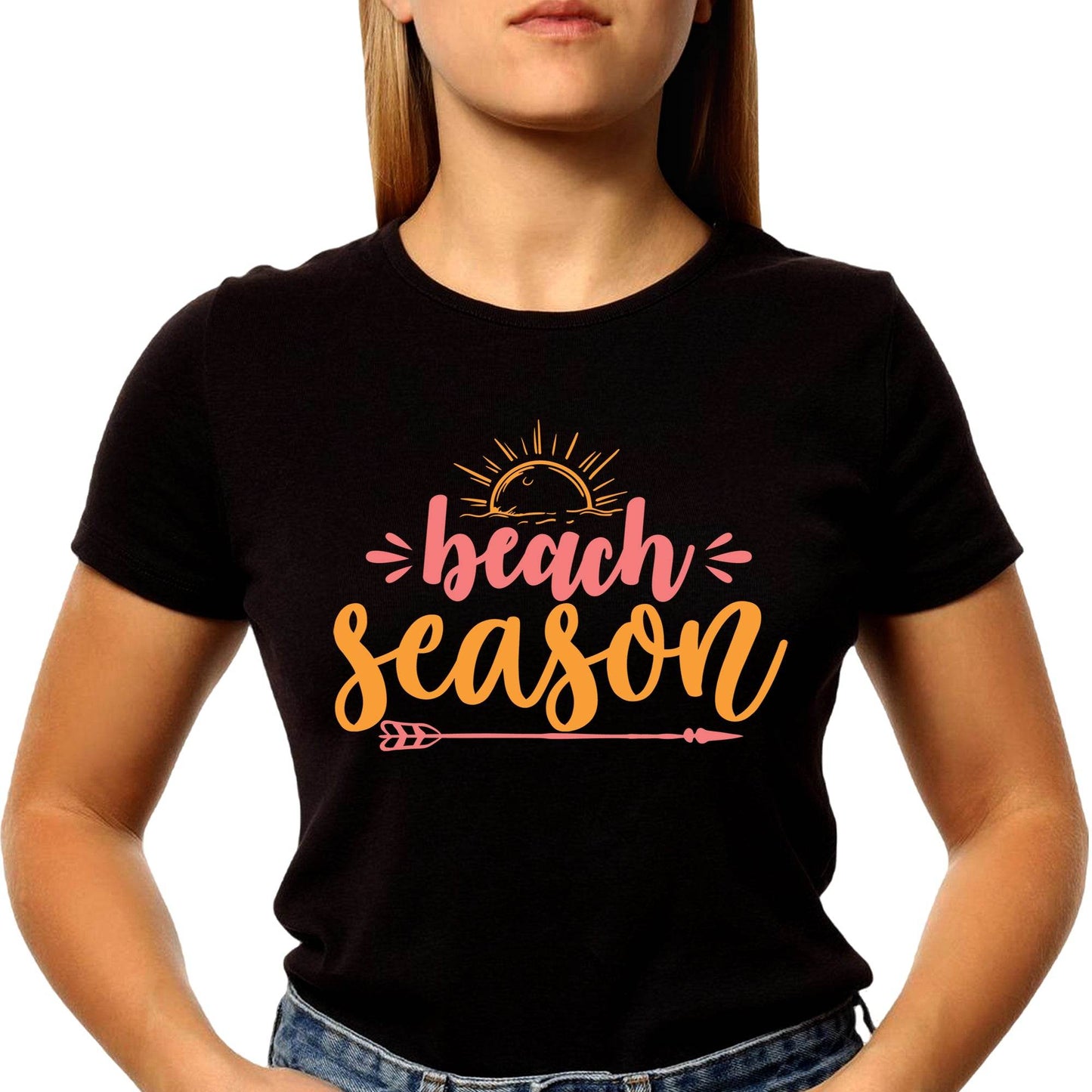 Beach Season Typography - Unisex Round Neck Regular Fit 100% Combed Cotton Half Sleeve T-Shirt - Mojilo Mart