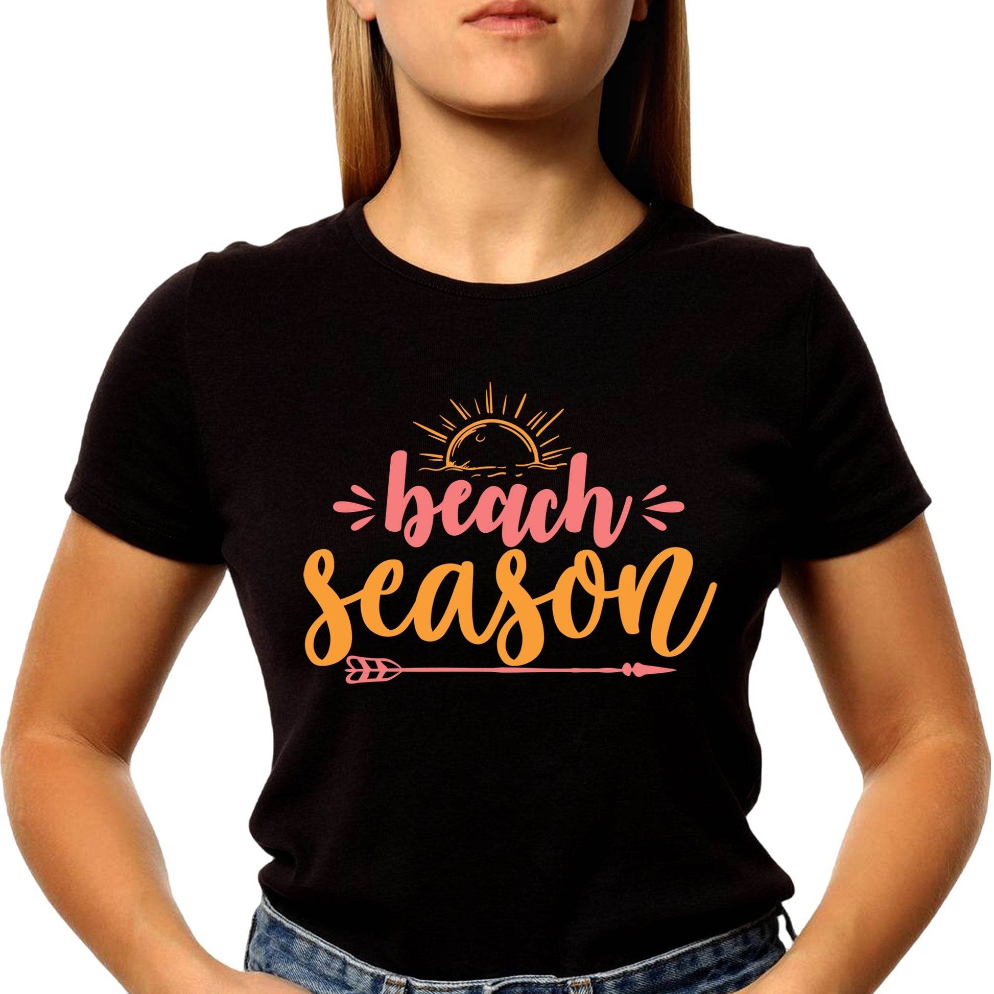 Beach Season Typography - Unisex Round Neck Regular Fit 100% Combed Cotton Half Sleeve T-Shirt - Mojilo Mart