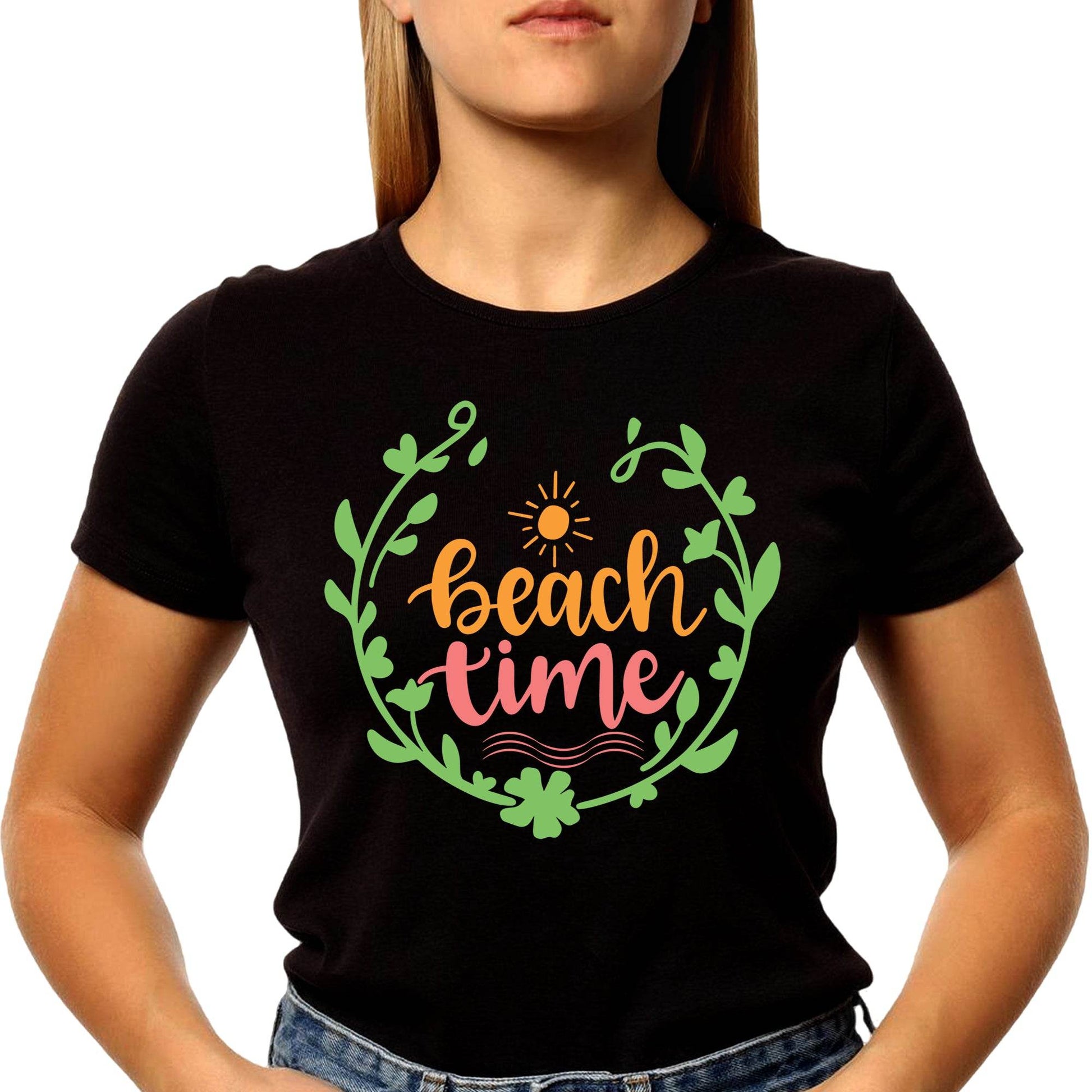 Beach Time - Unisex Round Neck Regular Fit 100% Combed Cotton Half Sleeve T-Shirt - Mojilo Mart
