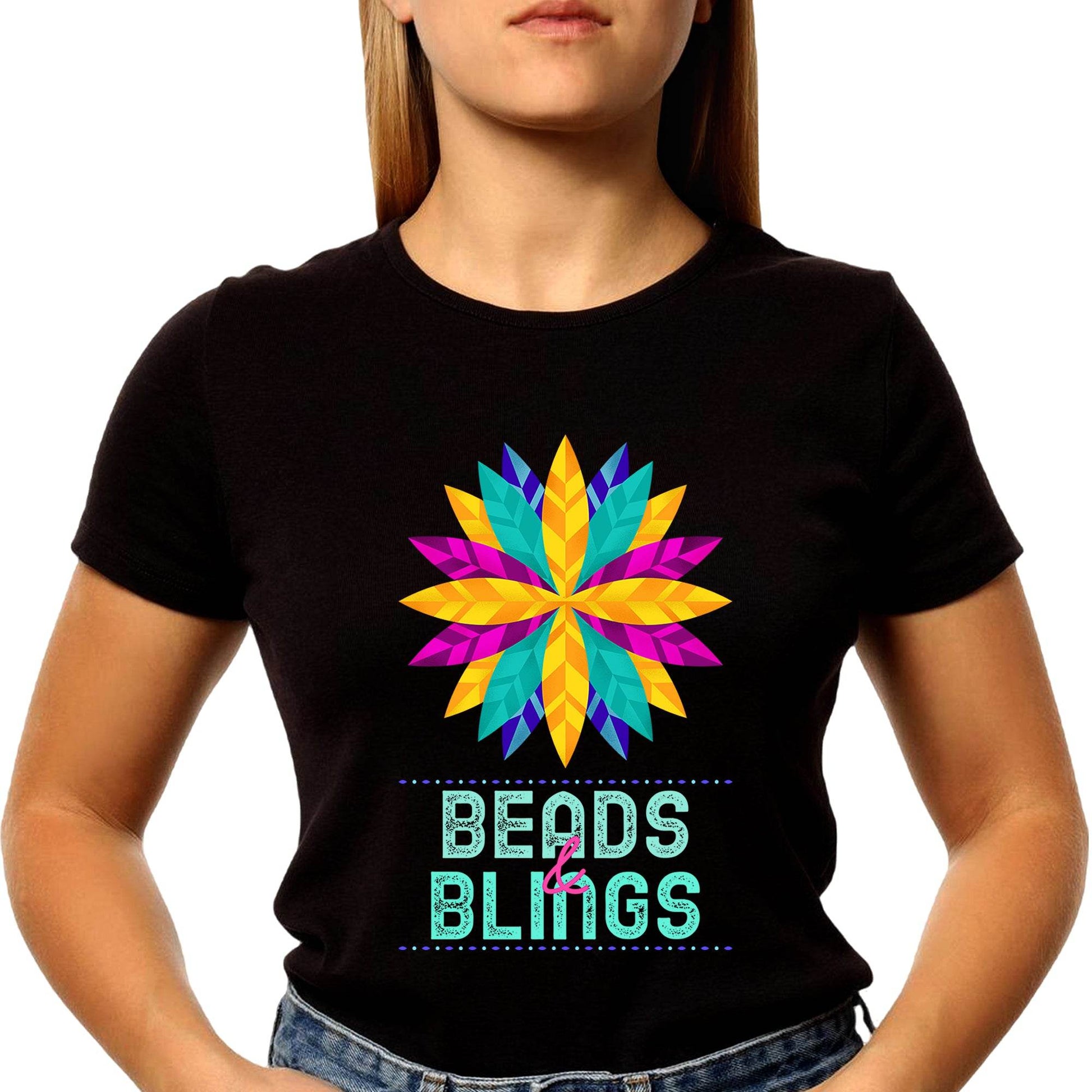 Beads & Blings - Unisex Round Neck Regular Fit 100% Combed Cotton Half Sleeve T-Shirt - Mojilo Mart