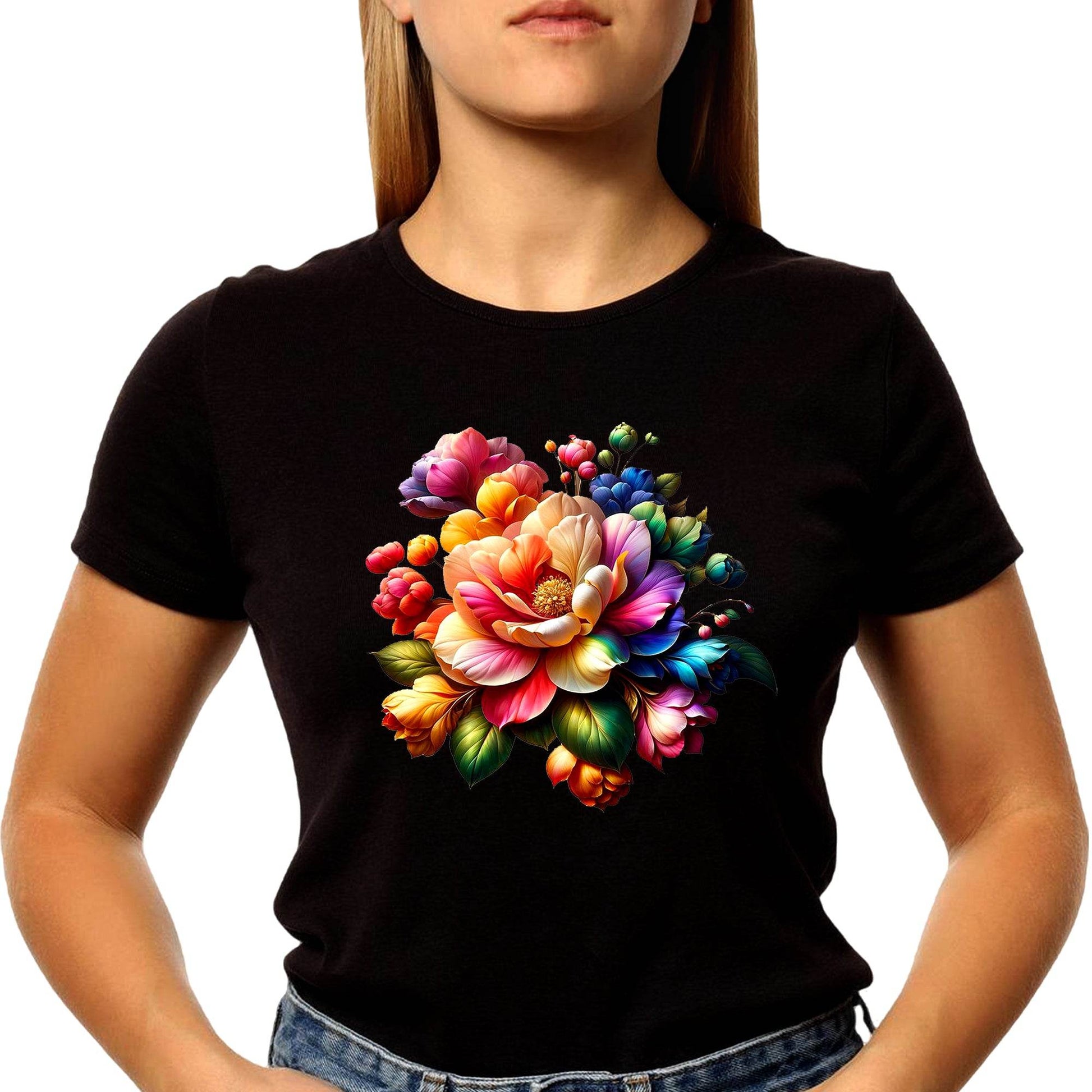 Beautiful Wildflower Colorful Botanical Flowers - Unisex Round Neck Regular Fit 100% Combed Cotton Half Sleeve T-Shirt - Mojilo Mart