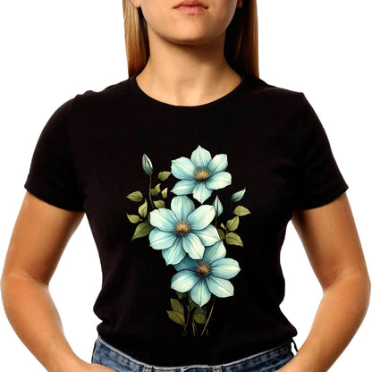 Blue Marguerite Blooming - Unisex Round Neck Regular Fit 100% Combed Cotton Half Sleeve T-Shirt - Mojilo Mart