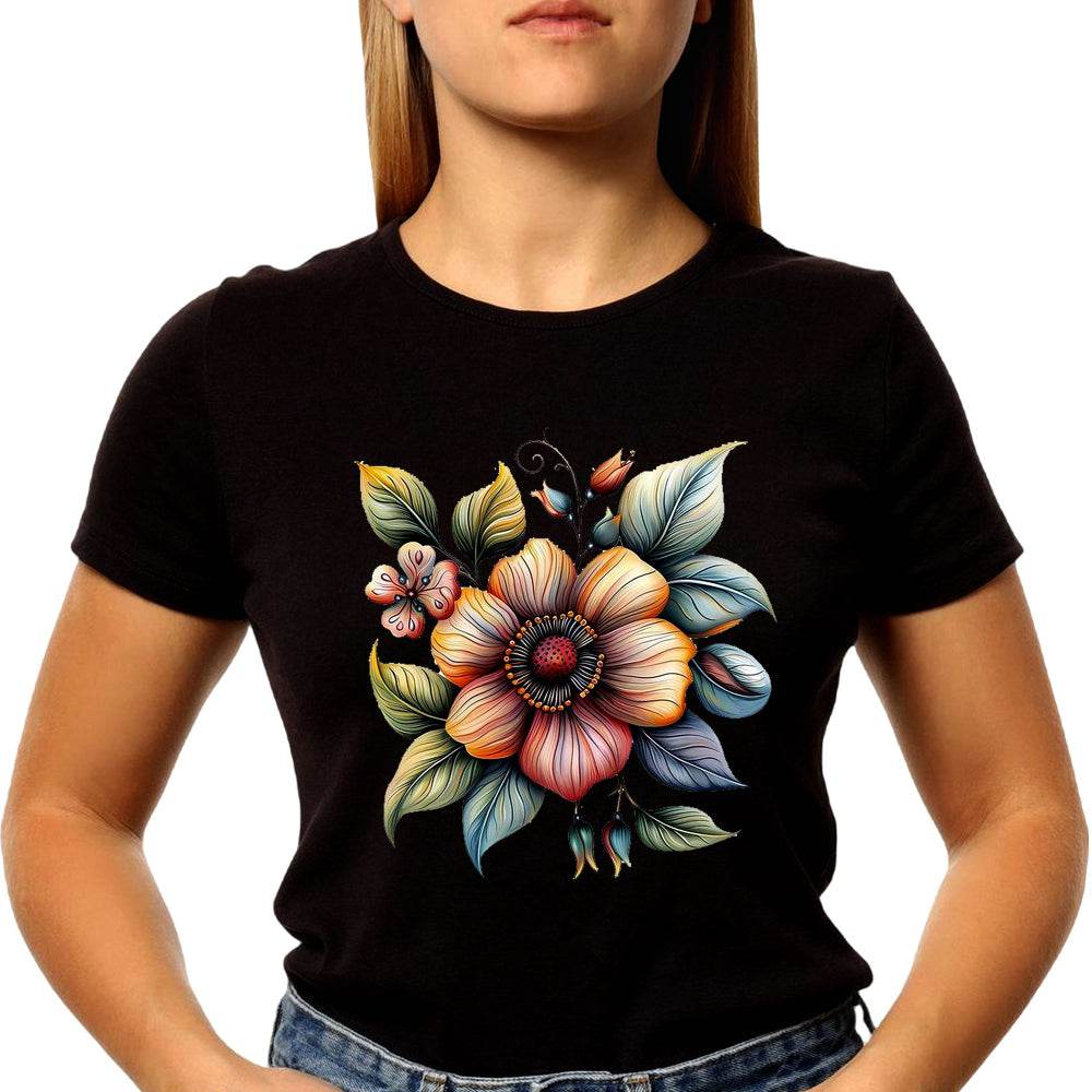 Blumen Rosen - Unisex Round Neck Regular Fit 100% Combed Cotton Half Sleeve T-Shirt - Mojilo Mart