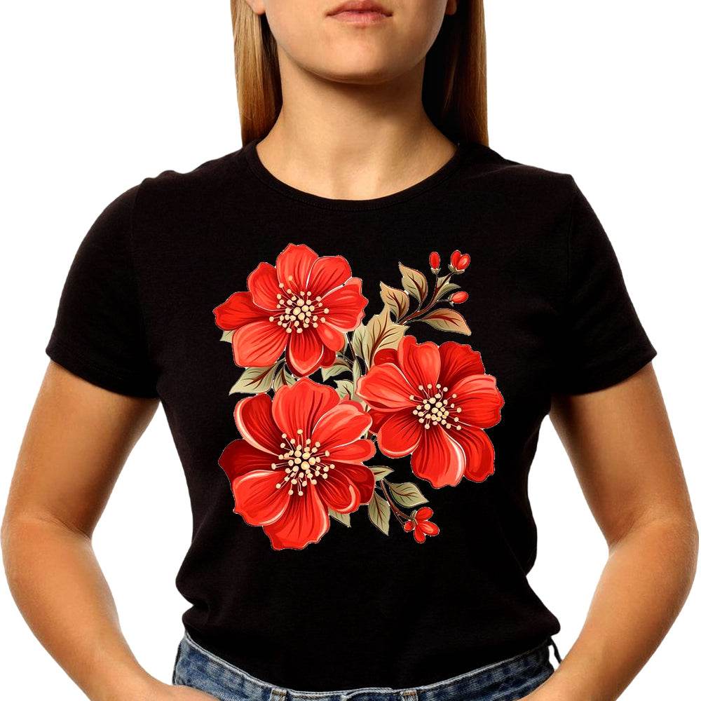Bold Floral Print - Unisex Round Neck Regular Fit 100% Combed Cotton Half Sleeve T-Shirt - Mojilo Mart