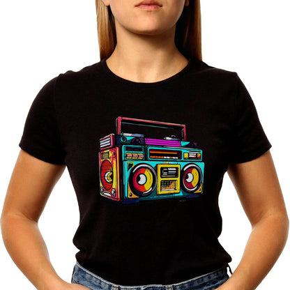 Boombox Colorful stereo recorder - Unisex Round Neck Regular Fit 100% Combed Cotton Half Sleeve T-Shirt - Mojilo Mart