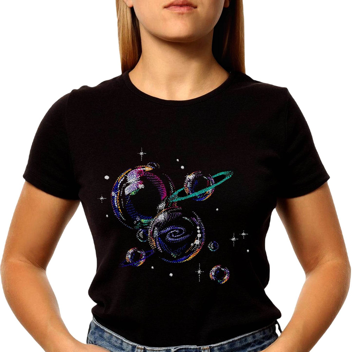 Bubble Planets - Unisex Round Neck Regular Fit 100% Combed Cotton Half Sleeve T-Shirt - Mojilo Mart