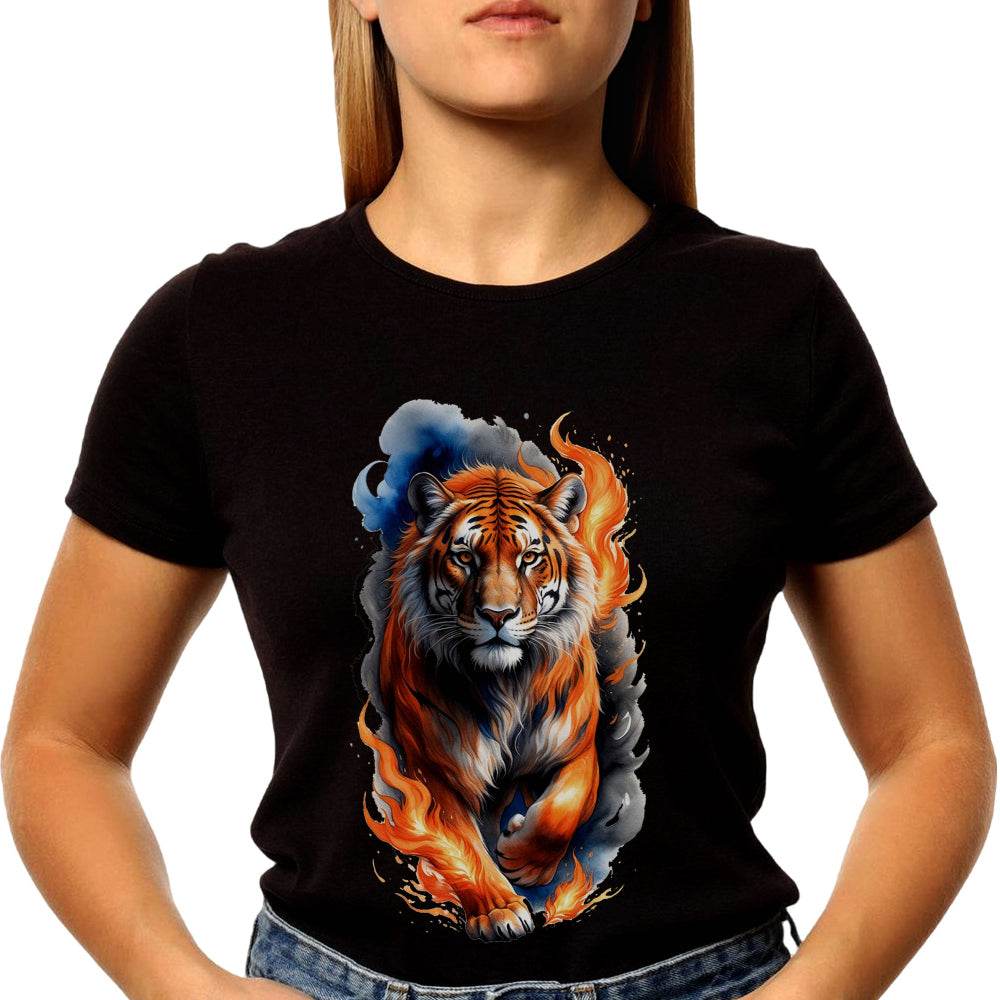 Burning Tiger - Unisex Round Neck Regular Fit 100% Combed Cotton Half Sleeve T-Shirt - Mojilo Mart