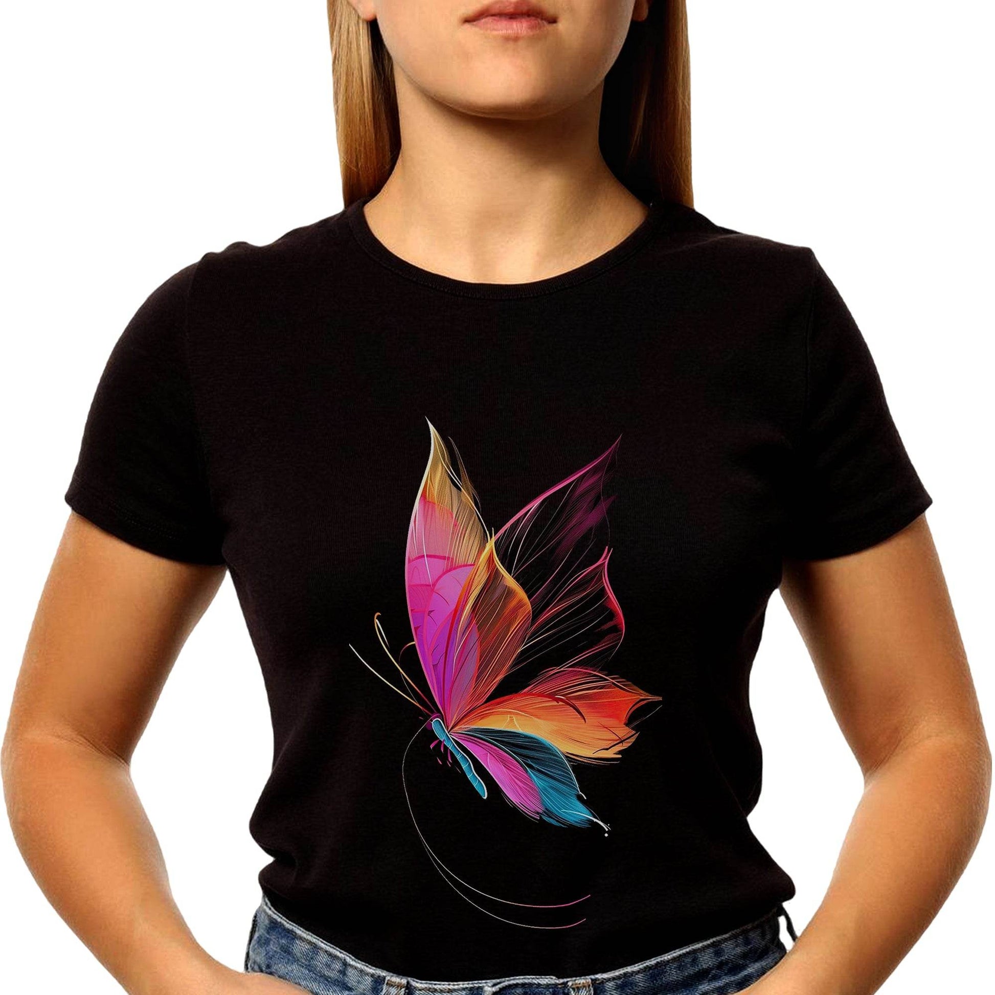 Butterfly Print - Unisex Round Neck Regular Fit 100% Combed Cotton Half Sleeve T-Shirt - Mojilo Mart