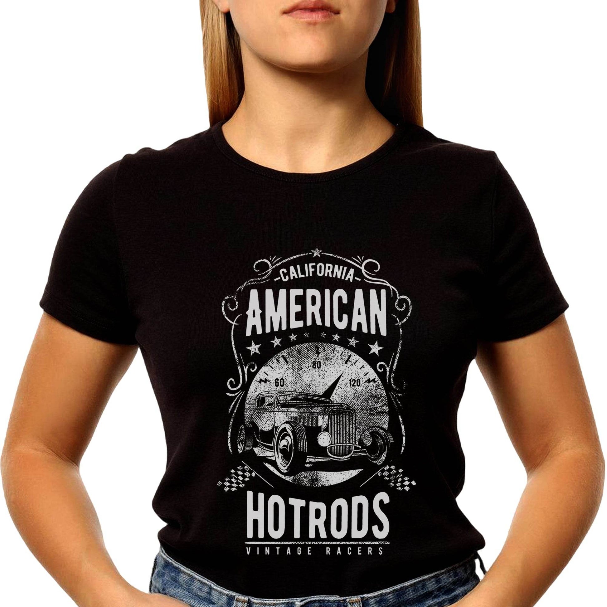 CALIFORNIA AMERICAN HOT RODS VINTAGE RACERS - Unisex Round Neck Regular Fit 100% Combed Cotton Half Sleeve T-Shirt - Mojilo Mart