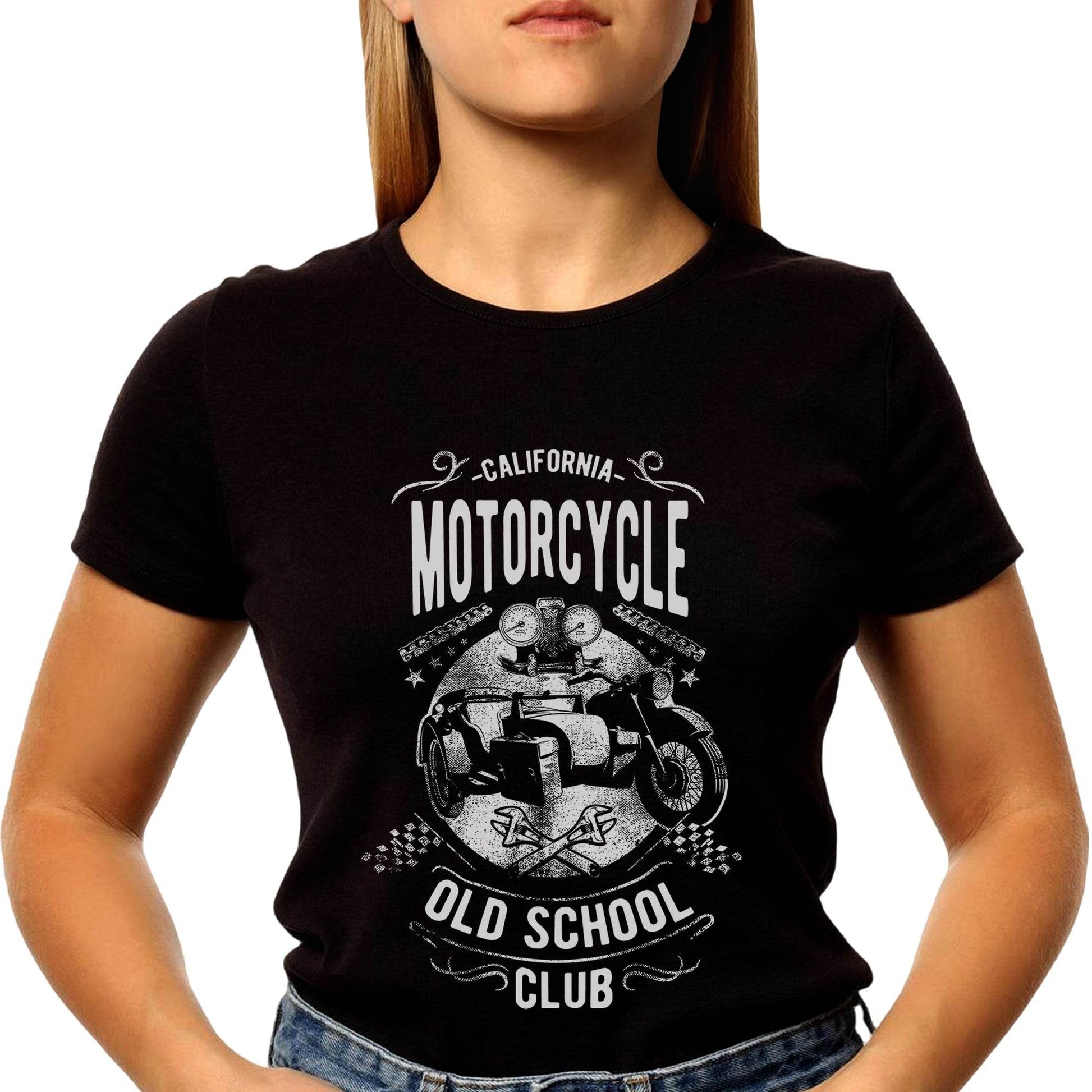 CALIFORNIA MOTORCYCLE OLD SCHOOL CLUB - Unisex Round Neck Regular Fit 100% Combed Cotton Half Sleeve T-Shirt - Mojilo Mart