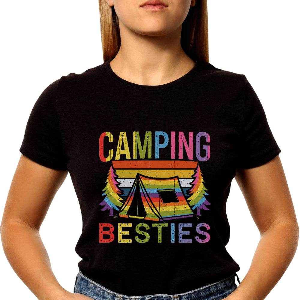 CAMPING BESTIES - Unisex Round Neck Regular Fit 100% Combed Cotton Half Sleeve T-Shirt - Mojilo Mart