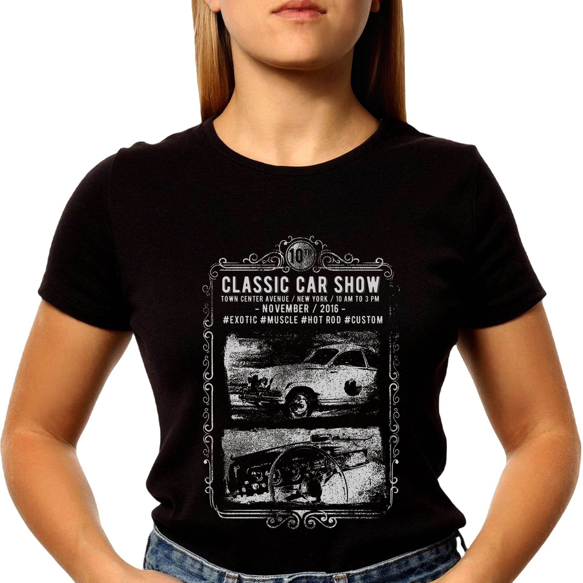 CLASSIC CAR SHOW - Unisex Round Neck Regular Fit 100% Combed Cotton Half Sleeve T-Shirt - Mojilo Mart