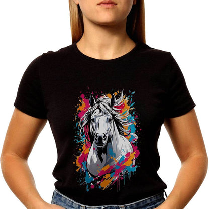 Charcoal Wooden White Horse Painting - Unisex Round Neck Regular Fit 100% Combed Cotton Half Sleeve T-Shirt - Mojilo Mart