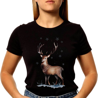 Cheerful Reindeer Graphic for Holiday - Unisex Round Neck Regular Fit 100% Combed Cotton Half Sleeve T-Shirt - Mojilo Mart