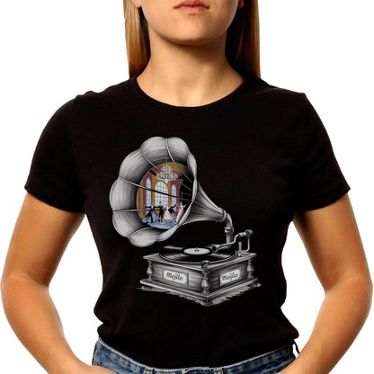 Classic Gramophone - Unisex Round Neck Regular Fit 100% Combed Cotton Half Sleeve T-Shirt - Mojilo Mart