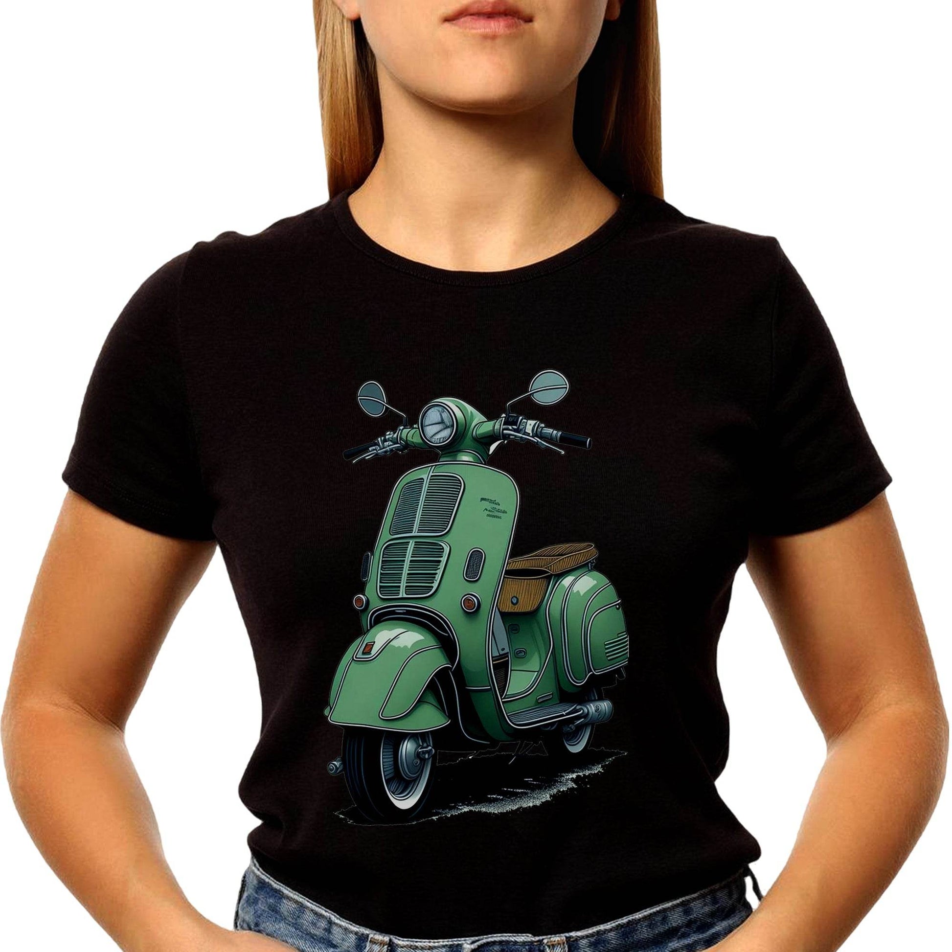 Classic Green Vespa Scooter - Unisex Round Neck Regular Fit 100% Combed Cotton Half Sleeve T-Shirt - Mojilo Mart