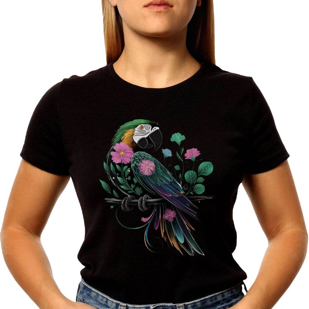 Colorful Cute Macaw Parrot - Unisex Round Neck Regular Fit 100% Combed Cotton Half Sleeve T-Shirt - Mojilo Mart
