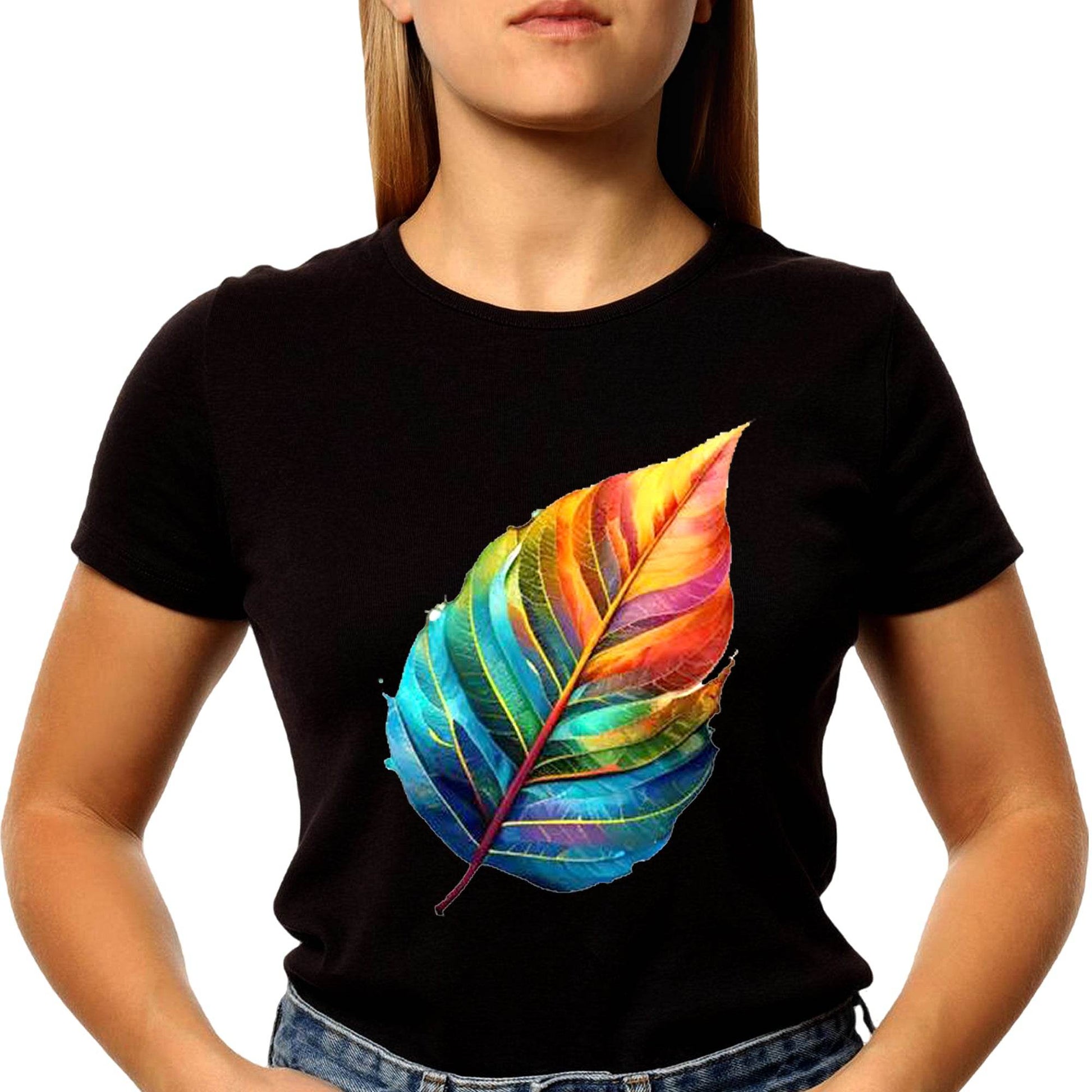 Colorful Feather - Unisex Round Neck Regular Fit 100% Combed Cotton Half Sleeve T-Shirt - Mojilo Mart