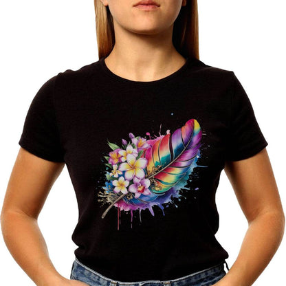 Colorful Feathers - Unisex Round Neck Regular Fit 100% Combed Cotton Half Sleeve T-Shirt - Mojilo Mart
