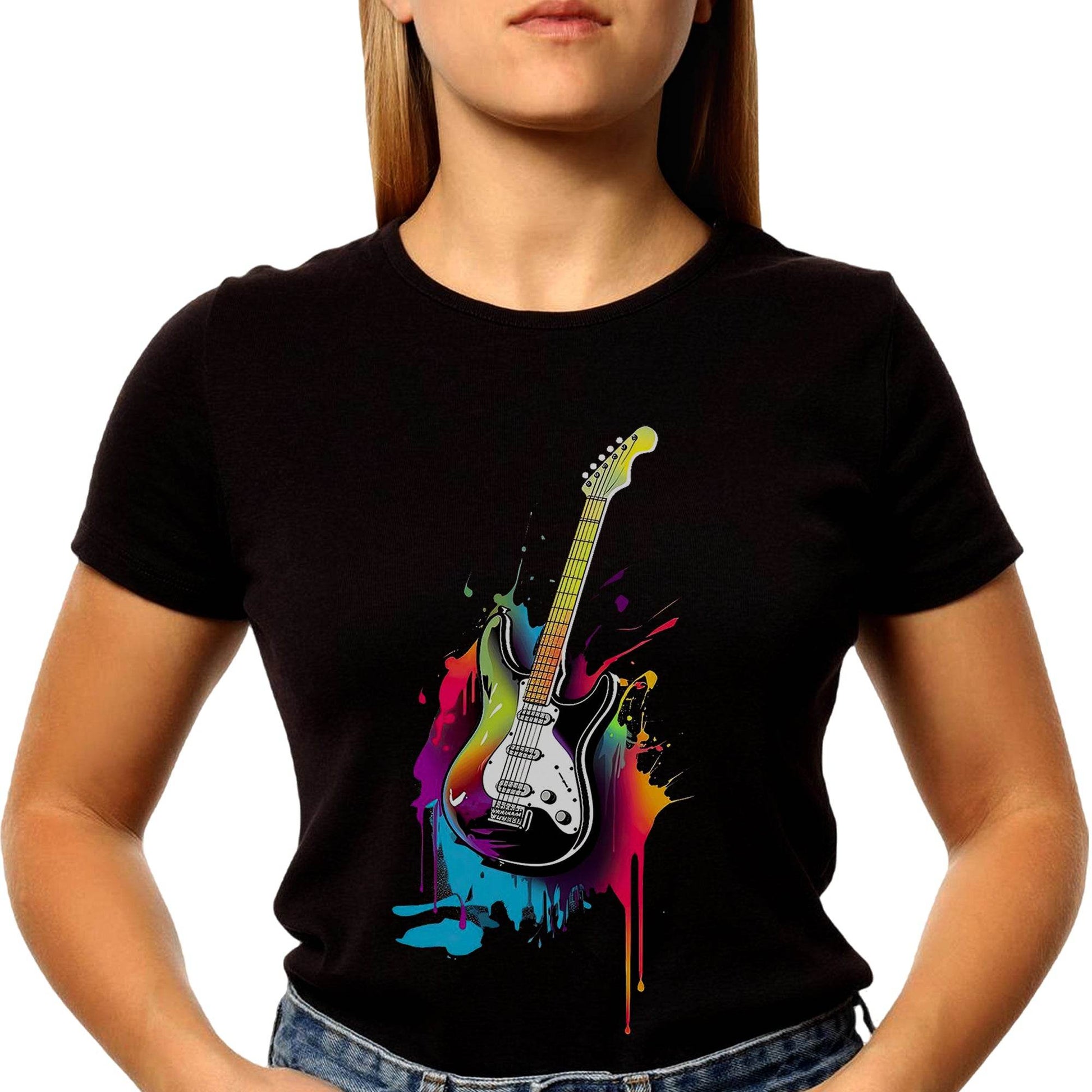 Colorful Guitar Music Instrument - Unisex Round Neck Regular Fit 100% Combed Cotton Half Sleeve T-Shirt - Mojilo Mart