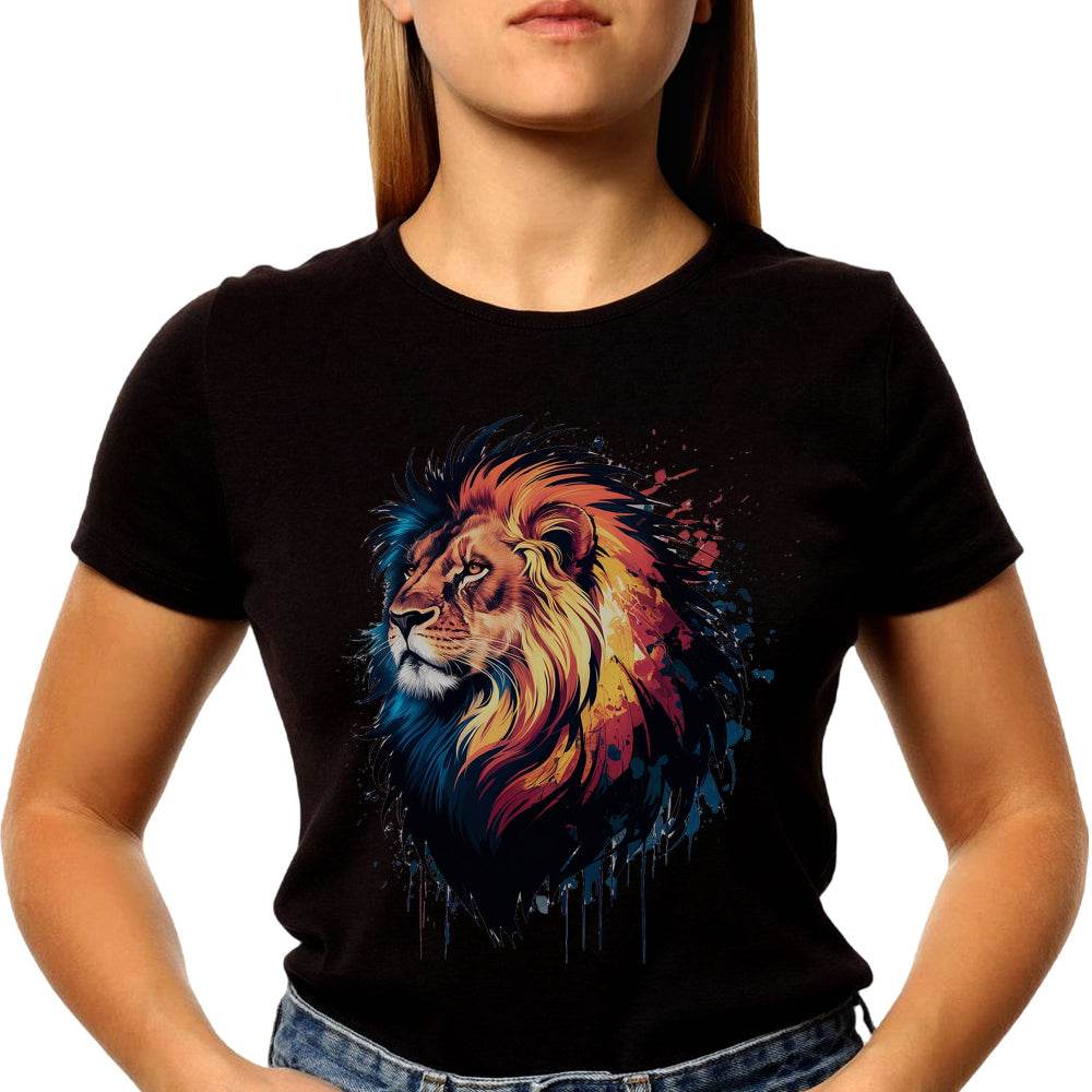 Colorful Lion Head Graphic - Unisex Round Neck Regular Fit 100% Combed Cotton Half Sleeve T-Shirt - Mojilo Mart