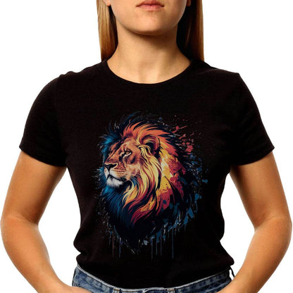 Colorful Lion Head Graphic - Unisex Round Neck Regular Fit 100% Combed Cotton Half Sleeve T-Shirt - Mojilo Mart