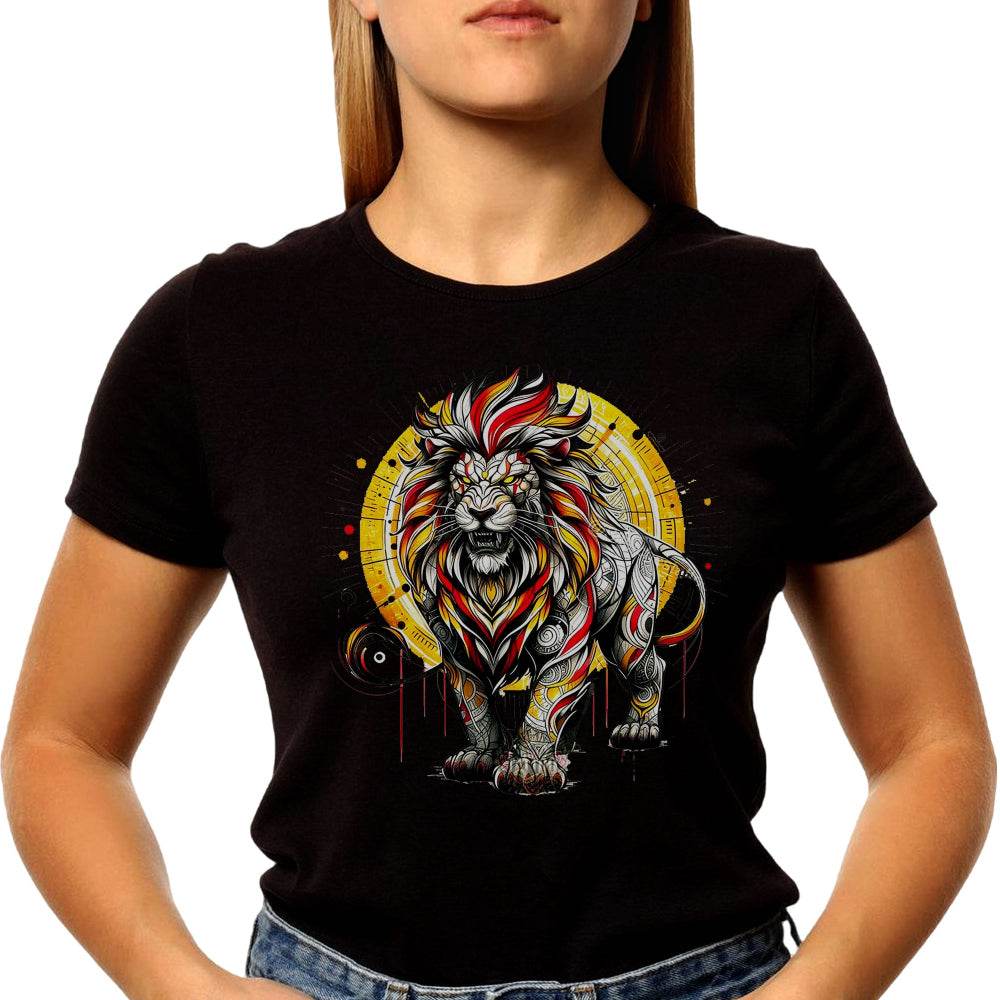 Colorful Lion Head line Art - Unisex Round Neck Regular Fit 100% Combed Cotton Half Sleeve T-Shirt - Mojilo Mart