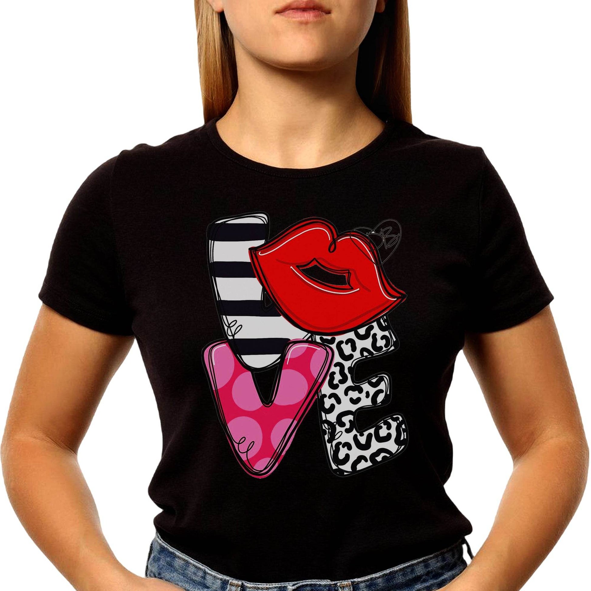 Colorful Love Graphic Kiss - Unisex Round Neck Regular Fit 100% Combed Cotton Half Sleeve T-Shirt - Mojilo Mart