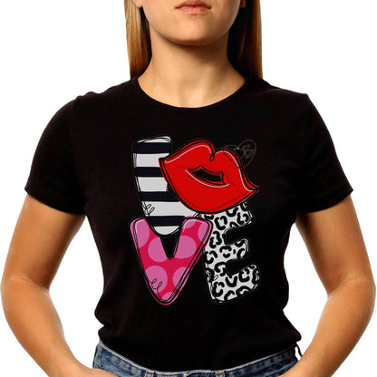 Colorful Love Graphic Kiss - Unisex Round Neck Regular Fit 100% Combed Cotton Half Sleeve T-Shirt - Mojilo Mart