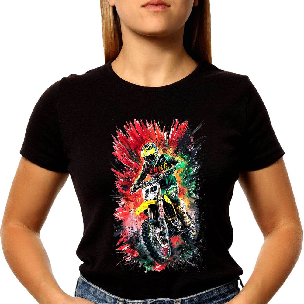 Colorful Motocross rider - Unisex Round Neck Regular Fit 100% Combed Cotton Half Sleeve T-Shirt - Mojilo Mart