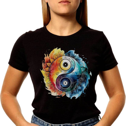 Colorful Yin Yang Symbol - Unisex Round Neck Regular Fit 100% Combed Cotton Half Sleeve T-Shirt - Mojilo Mart