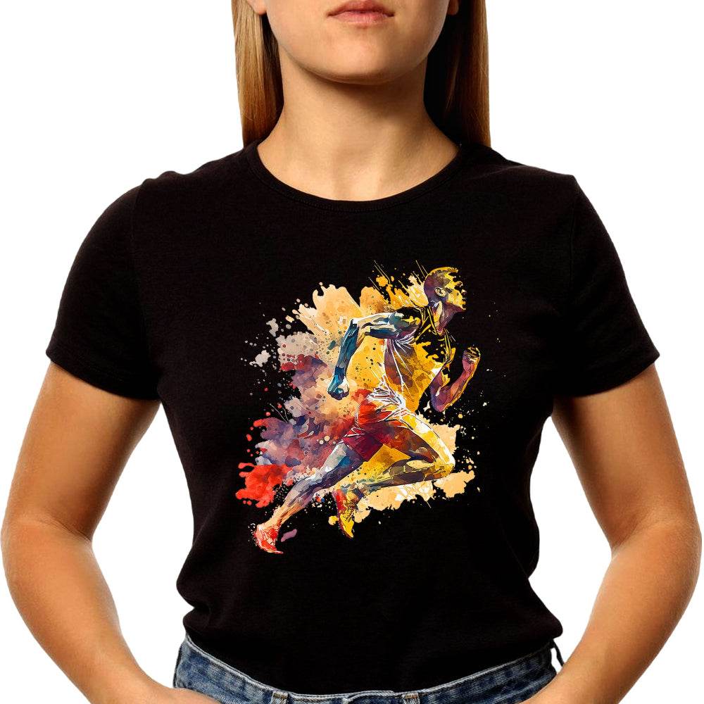 Colorful vector runner silhouette - Unisex Round Neck Regular Fit 100% Combed Cotton Half Sleeve T-Shirt - Mojilo Mart